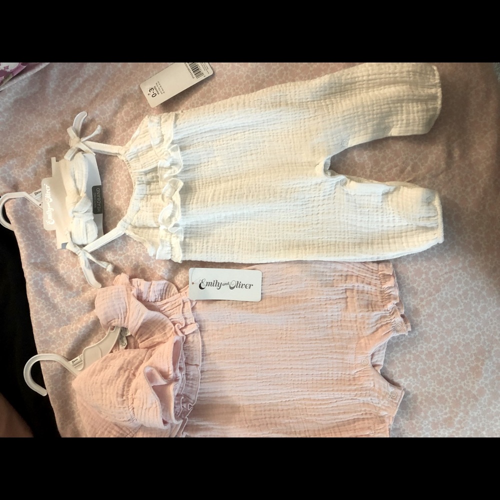 Rompers 0-3 white & pink